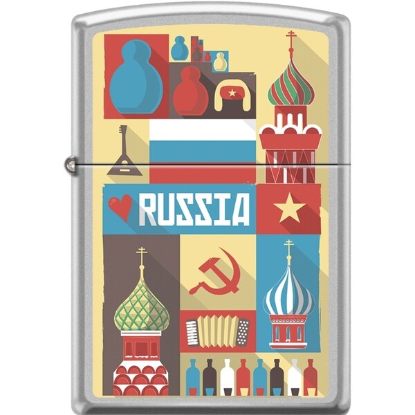 Zippo 2024 Zippo Custom Satin Chrome Russian Collage ZIP-207CI401206 - main